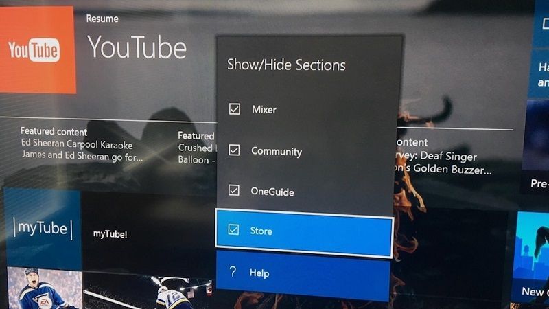 Xbox One Ocultar Dashboard Tabs